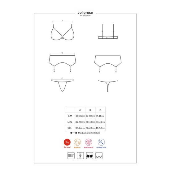 Obsessive Jolierose 3-osaline komplekt, punane