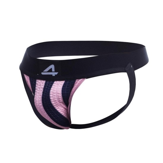 Cut4Men Stripe-Pink Jockstrap Rozā un melna