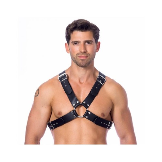 Bondage Play Adjustable Leather Harness with Buckles