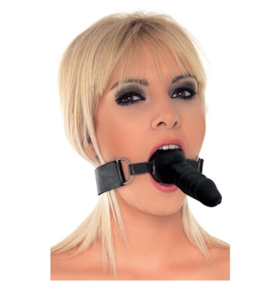 Latex Play Rimba Mouthgag with Penis