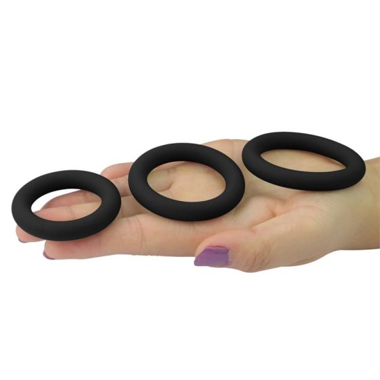 Lovetoy Pack of 3 Penis Ring Power Plus Black