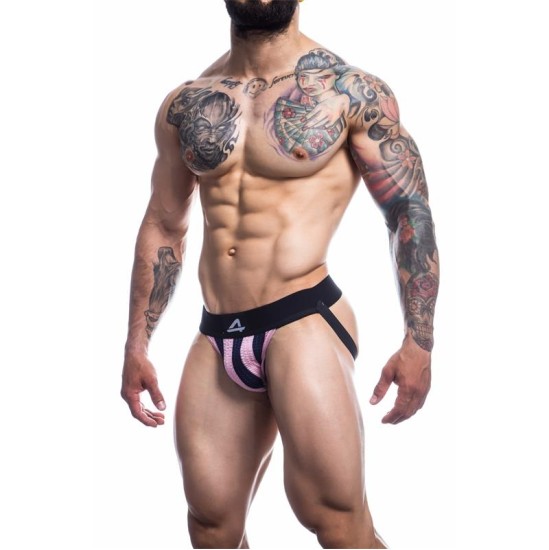 Cut4Men Stripe-Pink Jockstrap Rozā un melna