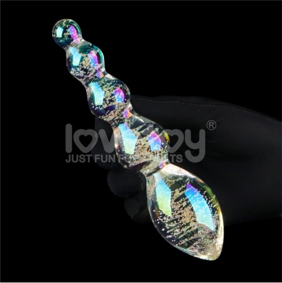 Lovetoy Glow in the Dark Glass Dildo Dark Twilight Gleam Tantalizing Orbs