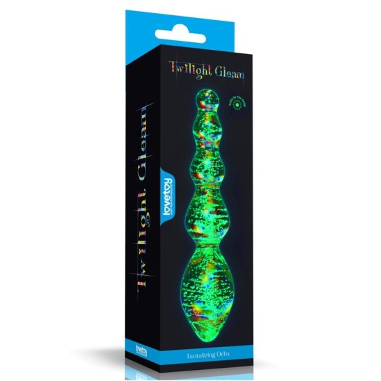 Lovetoy Glow in the Dark Glass Dildo Dark Twilight Gleam Tantalizing Orbs