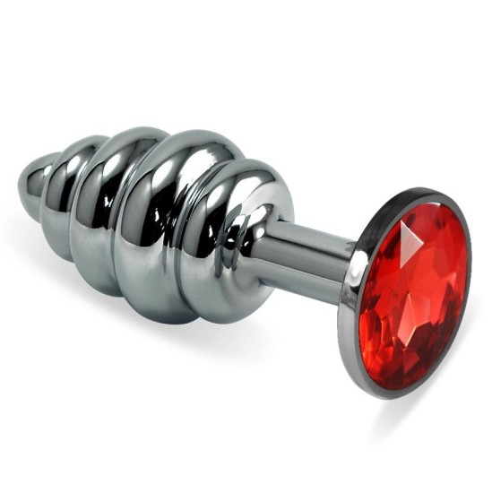 Lovetoy Spiral Butt Plug Rosebud with Red Jewel