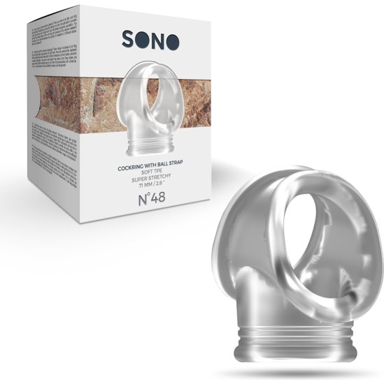 Sono N?48 COCK WITH TESTICLE STRAP CLEAR