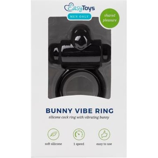 Easytoys Bunny Vibrating Cockring- juodas