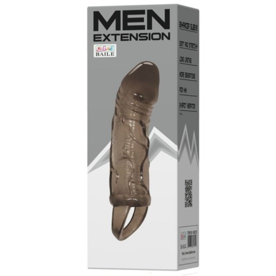 Baile For Him BAILE - PENIS EXTENDER COVER WITH STRAP FOR TESTICLES BLACK 13.5 CM