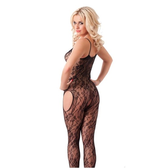 Amorable Rimba Floral Open Catsuit melns Viena izmēra