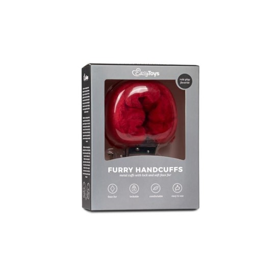 Easytoys Furry Handcuffs - Red