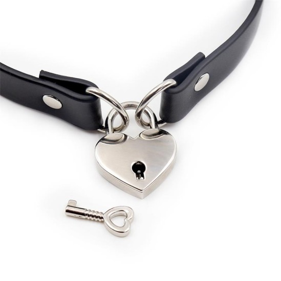 Cinderella Collar with Heart Lock Vegan Leather One Size