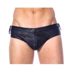 Bondage Play Ādas biksītes, regulējamas melnas