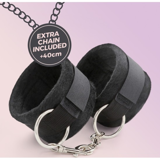 Crushious TOUGH LOVE VELCRO HANDCUFFS WITH EXTRA 40CM CHAIN BLACK