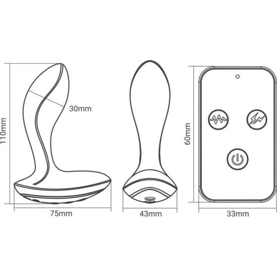 Herrules Prostatas masieris ar elektrošoku un vibrāciju un tālvadības pulti