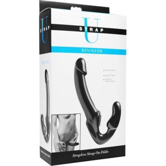 Strap U Revolverio dirželis be petnešėlių ant G-Spot Dildo Black