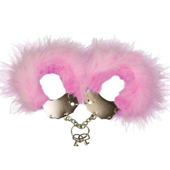 Adrien Lastic METAL HANDCUFFS WITH PINK FEATHERS