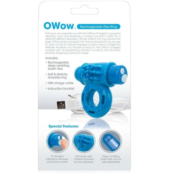 Screaming O VIBRATING RECHARGEABLE RING O WOW BLUE