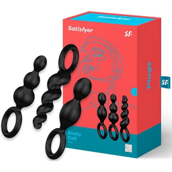 Satisfyer Beads PATINKANTIS ANALINIŲ KAIŠTUKŲ RINKINYS 3 Vnt., JUODAS