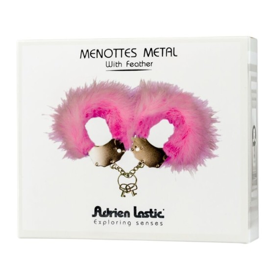 Adrien Lastic METAL HANDCUFFS WITH PINK FEATHERS