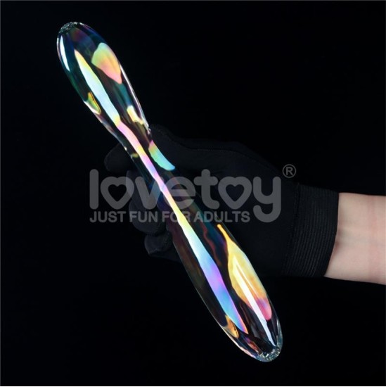 Lovetoy Glow in the Dark Glass Dildo Twilight Gleam Double Delight