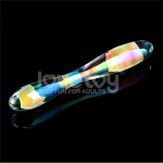 Lovetoy Glow in the Dark Glass Dildo Twilight Gleam Double Delight