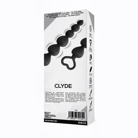 Tardenoche Clyde Beaded Butt Plug with Easy Pull Ring Silicone Black