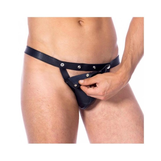 Bondage Play Leather Adjustable Briefs One Size