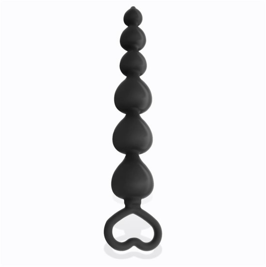 Tardenoche Clyde Beaded Butt Plug with Easy Pull Ring Silicone Black