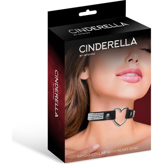 Cinderella Apkakle ar sirdi un Rhinestones Choker Style Vegan Leather Viens izmērs