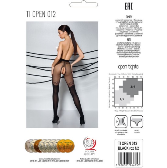 Passion Woman Garter & Stock PASSION — TIOPEN 012 BLACK ZEĶbikses 3/4 20/40 DEN