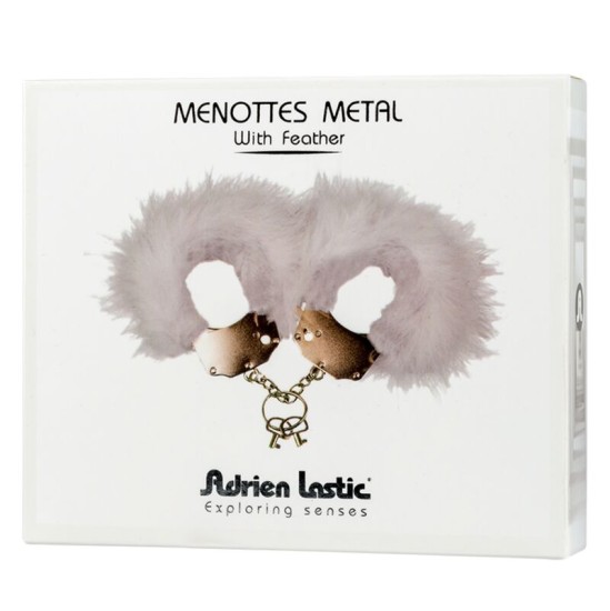 Adrien Lastic METAL HANDCUFFS WITH WHITE FEATHERS