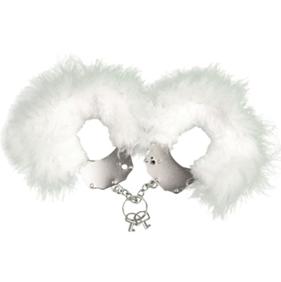 Adrien Lastic METAL HANDCUFFS WITH WHITE FEATHERS