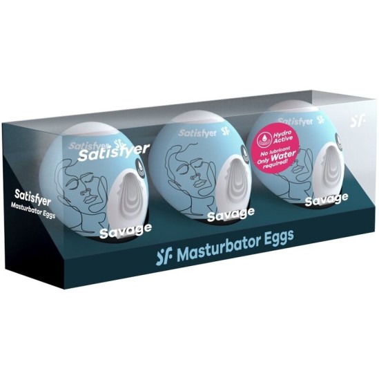 Satisfyer Eggs SATISFYER 3 MASTURBATOR KIAUŠINIAI – SAVAGE