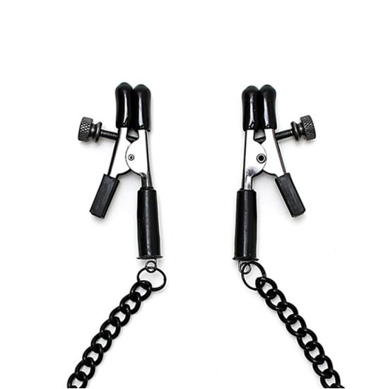 Bondage Play Adjustable nipple clamps with black chain