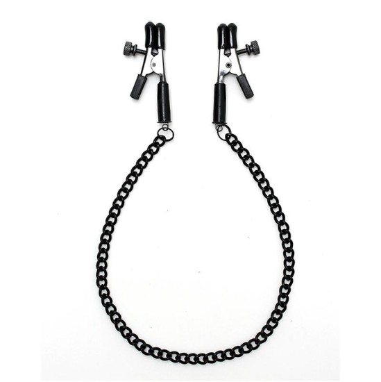 Bondage Play Adjustable nipple clamps with black chain