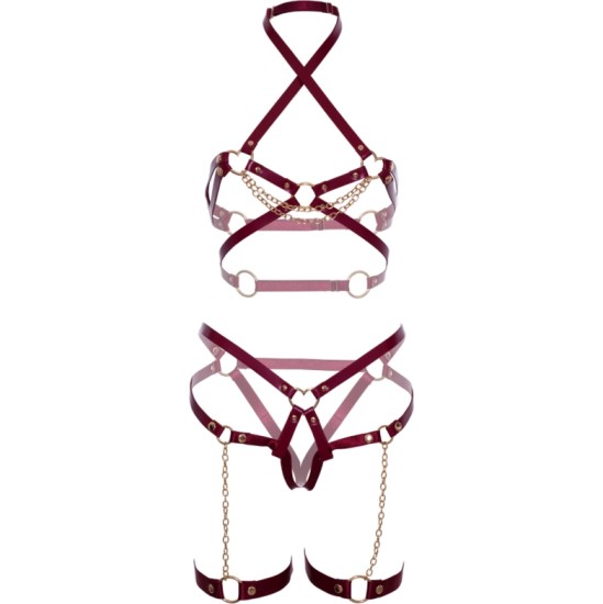 Leg Avenue Kink LEG AVENUE - HARNESS BRA & HEART GARTER M