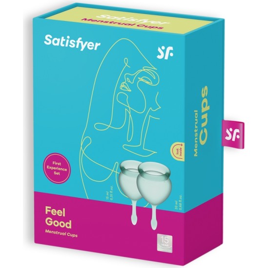 Satisfyer FEEL GOOD 2 MENSTRUĀLĀS KRUSES KOMPLEKTS GAIŠI ZAĻS