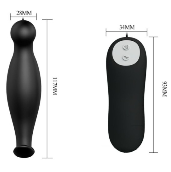 Pretty Love Bottom SILICONE ANAL PLUG EXTRA STIMULATION 12 SPEEDS REMOTE CONTROL