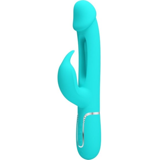 Pretty Love Flirtation PRETTY LOVE - KAMPAS RABBIT 3 IN 1 MULTIFUNCTION VIBRATOR WITH TONGUE AQUA GREEN