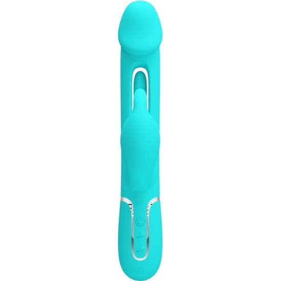 Pretty Love Flirtation PRETTY LOVE - KAMPAS RABBIT 3 IN 1 MULTIFUNCTION VIBRATOR WITH TONGUE AQUA GREEN