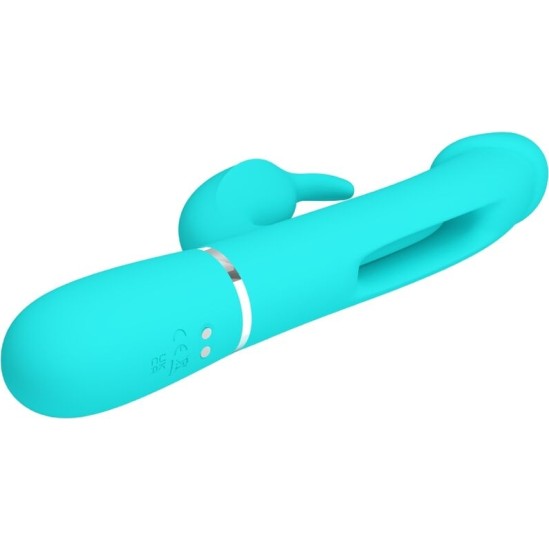 Pretty Love Flirtation PRETTY LOVE - KAMPAS RABBIT 3 IN 1 MULTIFUNCTION VIBRATOR WITH TONGUE AQUA GREEN