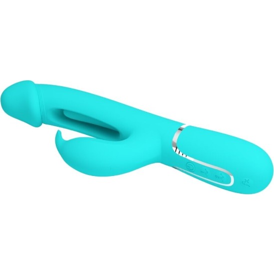 Pretty Love Flirtation PRETTY LOVE - KAMPAS RABBIT 3 IN 1 MULTIFUNCTION VIBRATOR WITH TONGUE AQUA GREEN