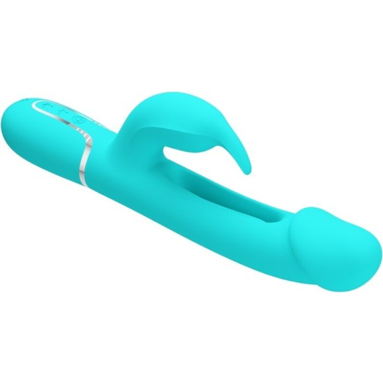 Pretty Love Flirtation PRETTY LOVE - KAMPAS RABBIT 3 IN 1 MULTIFUNCTION VIBRATOR WITH TONGUE AQUA GREEN