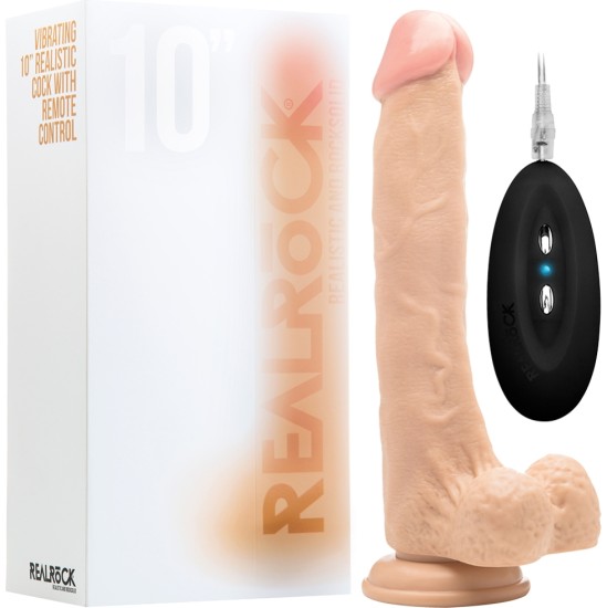 Realrock 10? REĀLISTS VIBRATORS AR sēkliniekiem BALTS