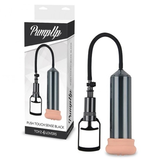 Toyz4Lovers PUSH TOUCH SENSE PENIS PUMP WITH STROKER BLACK