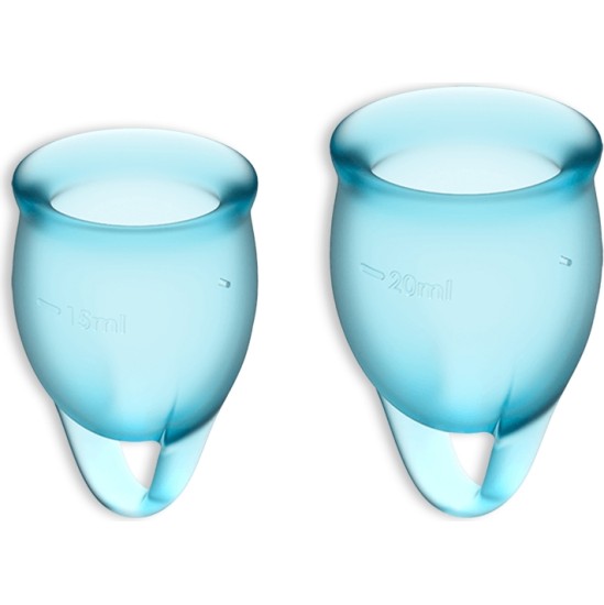 Satisfyer FEEL CONFIDENT 2 MENSTRUAL CUPS SET LIGHT BLUE