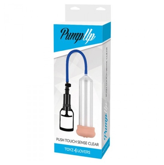 Toyz4Lovers PUSH TOUCH SENSE PENIS PUMP WITH STROKER CLEAR