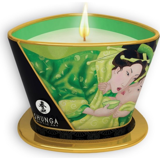 Shunga Erotic Art SHUNGA ZENITUDE MASĀŽAS SVECE EKSOTISKĀ ZAĻĀ TĒJA 170ml