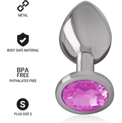 Intense Anal Toys INTENSE - ALUMINUM METAL ANAL PLUG WITH PINK CRYSTAL SIZE S