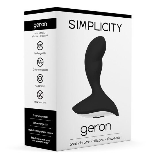 Simplicity GERON UZLĀDĒJAMS ANĀLAIS VIBRATORS, MELNS